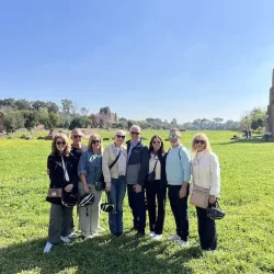 Group outside the Circus of Maxentius on the Appian Way